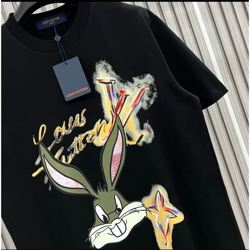 Áo Phông Lv In Hoạt Hoạ Hình Thỏ Phiên Bản Mới Nhất - Áo Thun Nam Nữ LV Thỏ Chất Cotton Co Giãn 4C