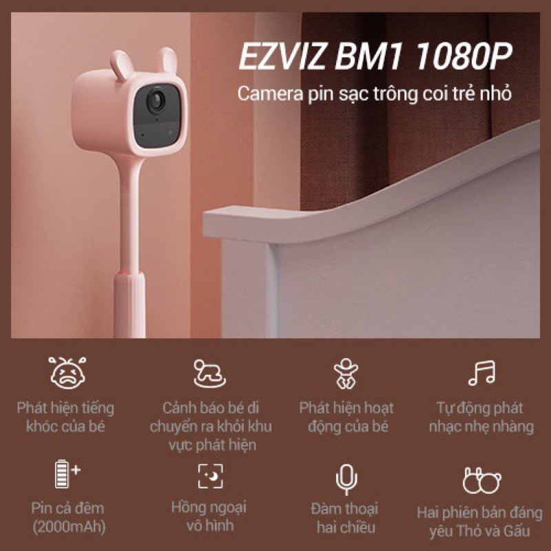 Camera pin sạc trông trẻ Ezviz BM1 Full HD