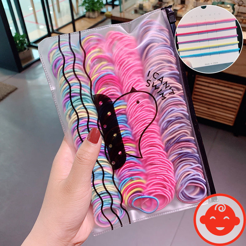 Sét 500 Dây Chun Buộc Tóc Nhiều Màu Kèm Túi Zip BT15