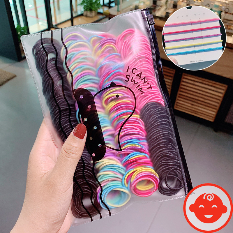 Sét 500 Dây Chun Buộc Tóc Nhiều Màu Kèm Túi Zip BT15