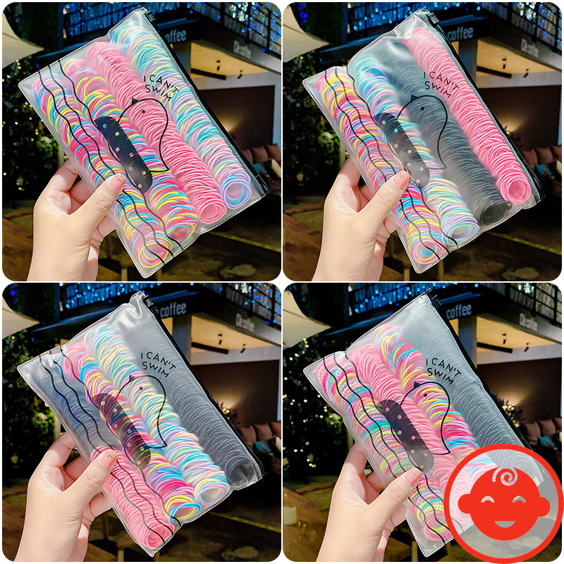 Sét 500 Dây Chun Buộc Tóc Nhiều Màu Kèm Túi Zip BT15