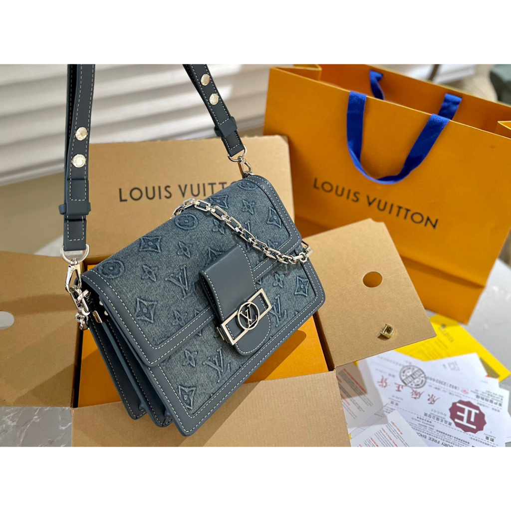 TÚI ĐEO CHÉO LVvs  DAUPHINE SZ 25 BẢN JEANS MỚ SIZE 25CM FULLBOX NAM CHÂM NHƯ ẢNH ẢNH THẬT TỰ CHỤP