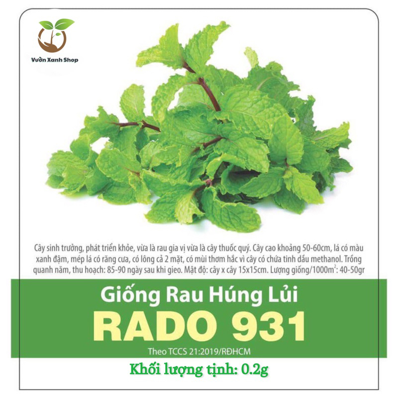 Hạt Giống Húng Lủi Rado 931 (Gói 0.2gram) Hạt Giống Rạng Đông