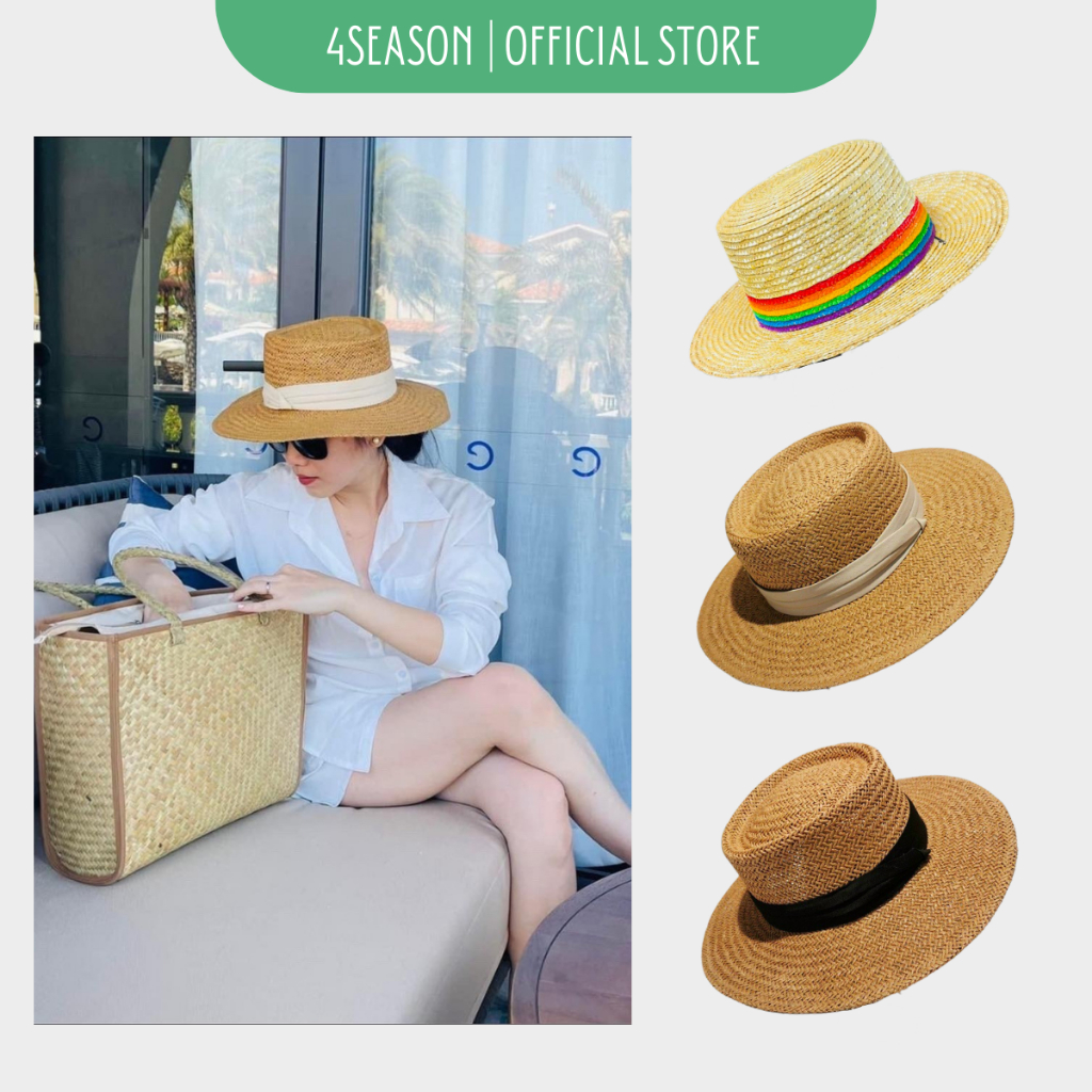 [Freeship Extra] Mũ Nón Cói Rộng Vành Cao Cấp Có Dây Đeo Chống Gió Đi Biển Thổi Bay, Màu Nâu Tây Mộc Tiểu Thư