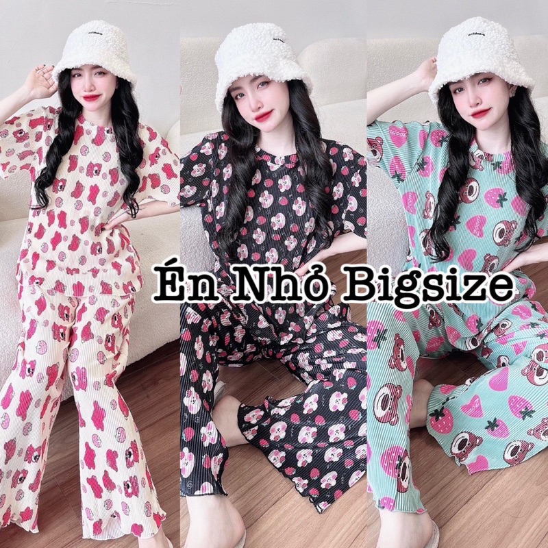 Đồ Bộ Bigsize Xinh - Đồ Ngủ Pijama Bigsize Mặc Nhà Đùi Vải Thun Dập Ly Cao Cấp Xinh Đẹp Dễ Thương Giá Rẻ 50-95kg En Nho