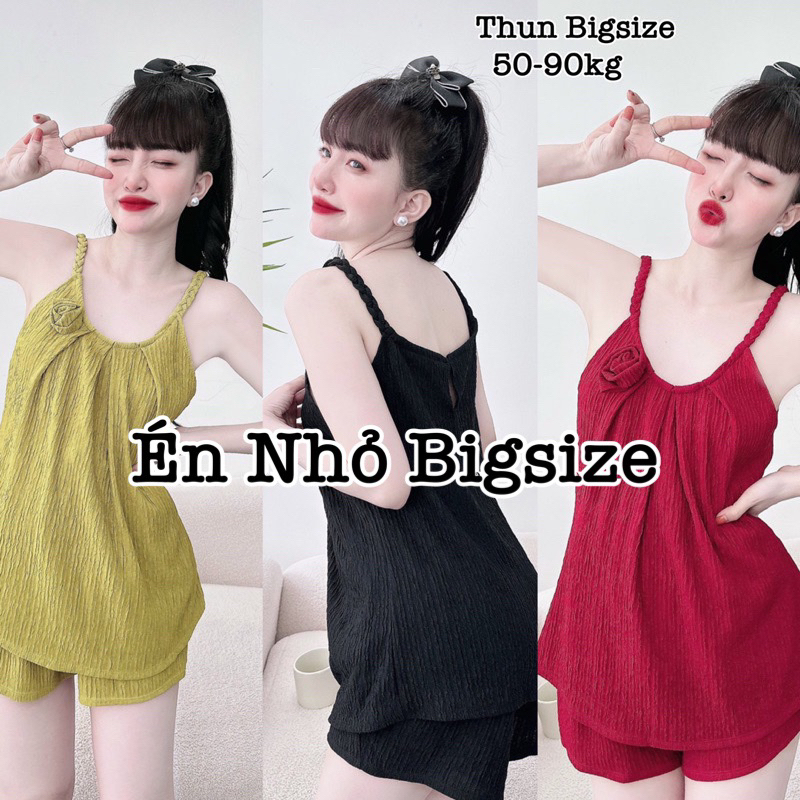 Thời Trang Bigsize - Set Đùi Thun Bigsize Thiết Kế 2 Dây Bigsize Nữ Xinh Đẹp Dễ Thương Giá Rẻ 50-95kg