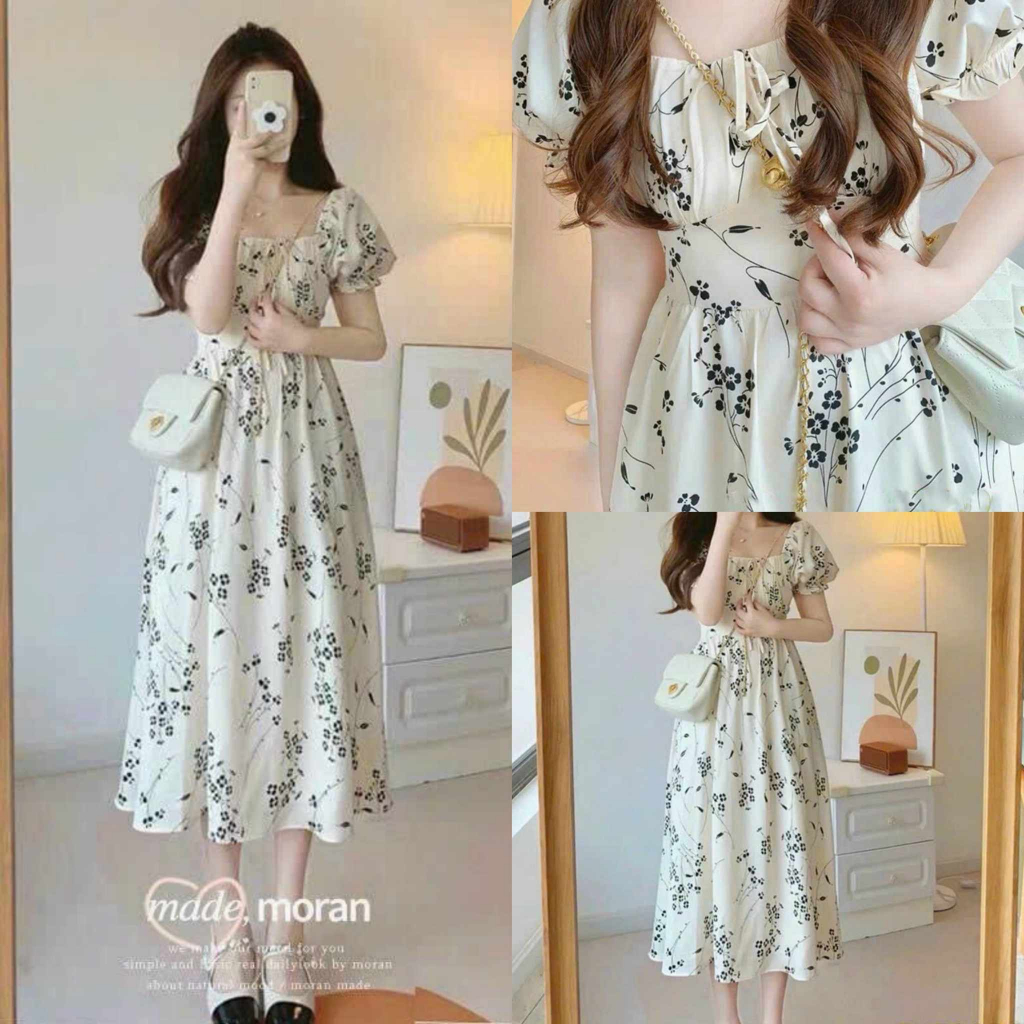 Đầm Nữ Lụa hoa thiết kế tiểu thư sang chảnh thích hợp đi chơi, đi tiệc