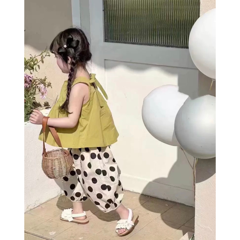 Đồ bộ cho bé gái, đồ bộ cho bé Themoon áo hai dây quần đùi xinh xắn cho bé từ 7kg đến 15kg