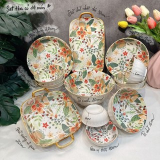 ❤️🌺Set bát đĩa hoa cỏ tách lẻ món🌺