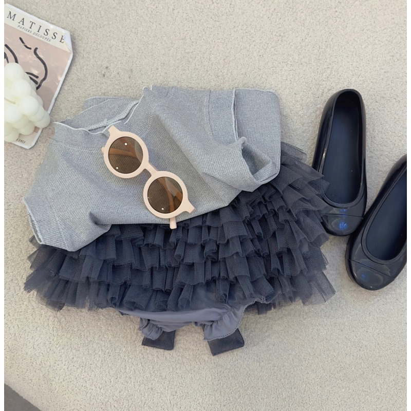 Set áo ghi cv tầng nơ bé gái