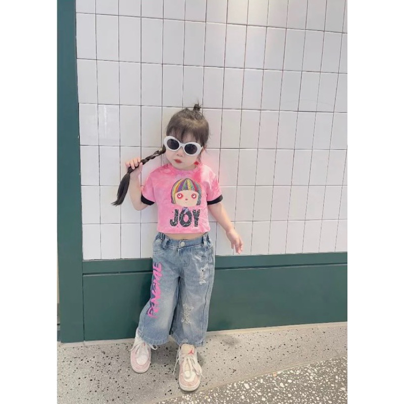 Set áo loang Joy quần jean xuông bé gái