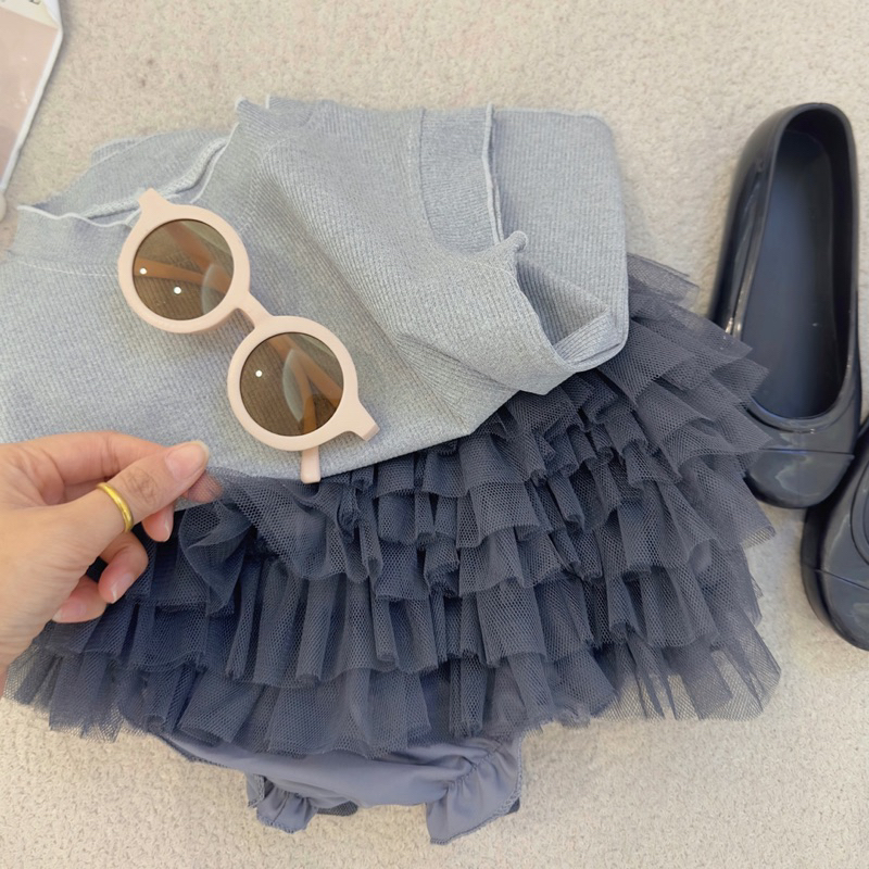 Set áo ghi cv tầng nơ bé gái