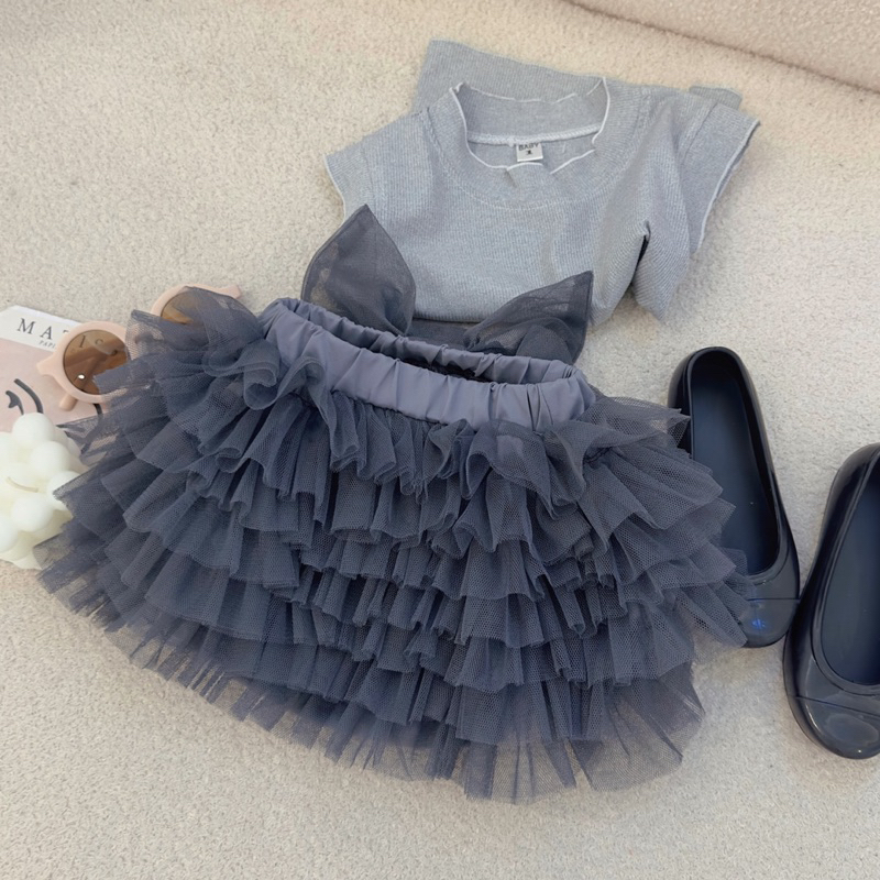 Set áo ghi cv tầng nơ bé gái