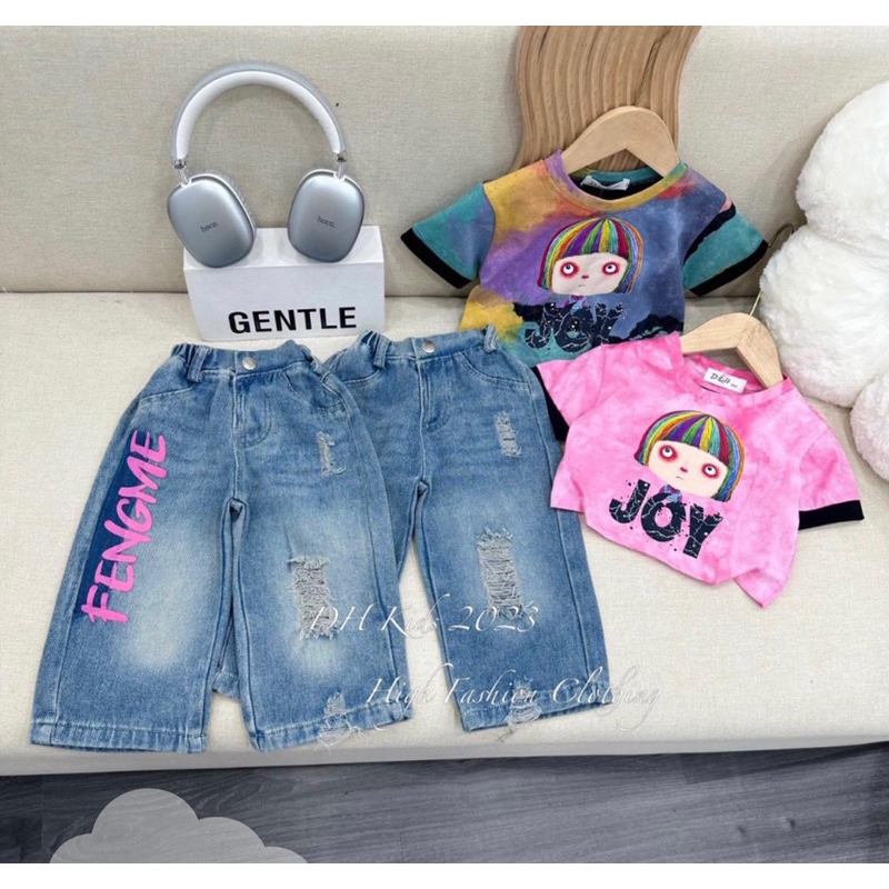 Set áo loang Joy quần jean xuông bé gái