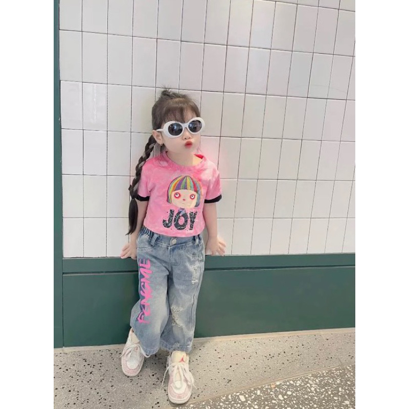 Set áo loang Joy quần jean xuông bé gái
