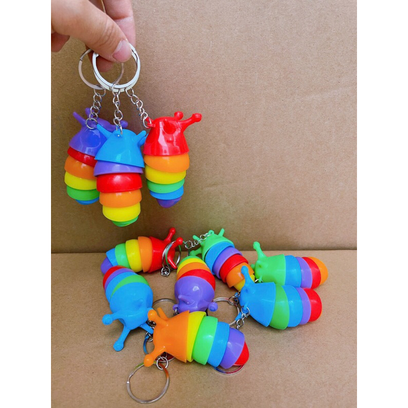 Móc chìa khoá hình con sâu loại đẹp có đèn phát sáng con ốc sên