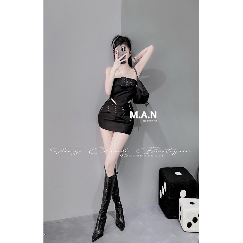 Đầm quây nữ cá tính đục khuy siêu chất