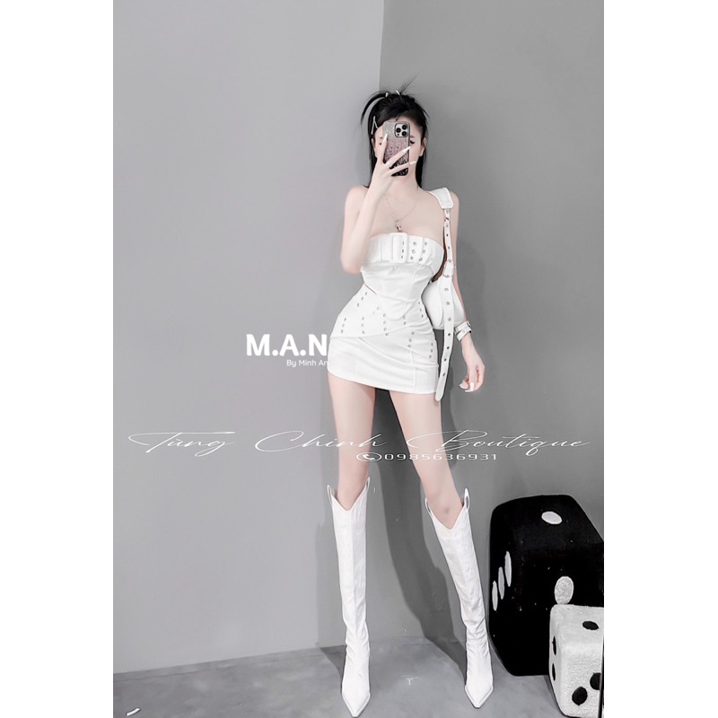 Đầm quây nữ cá tính đục khuy siêu chất