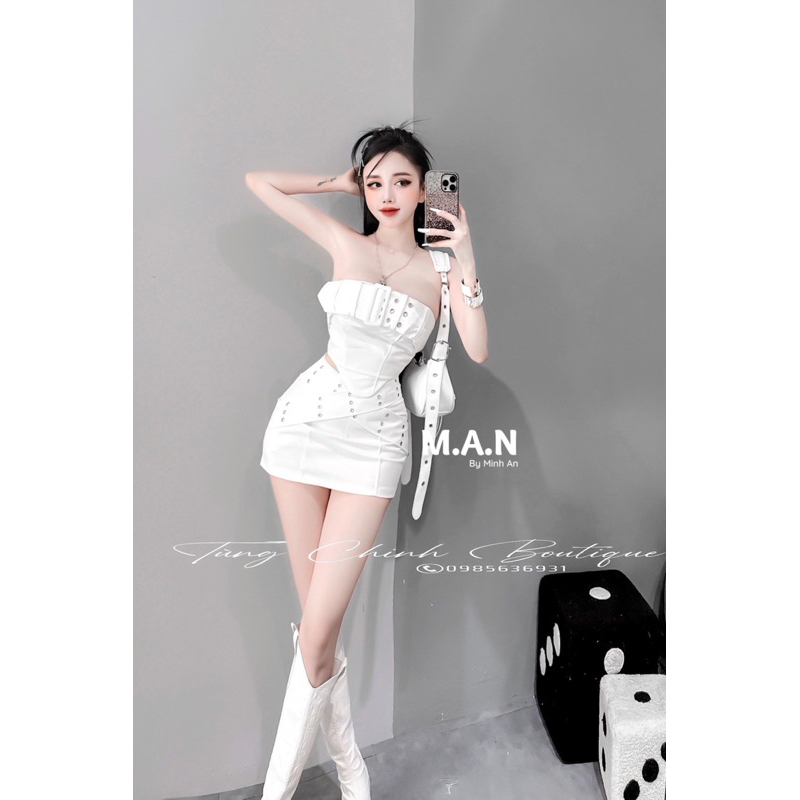 Đầm quây nữ cá tính đục khuy siêu chất