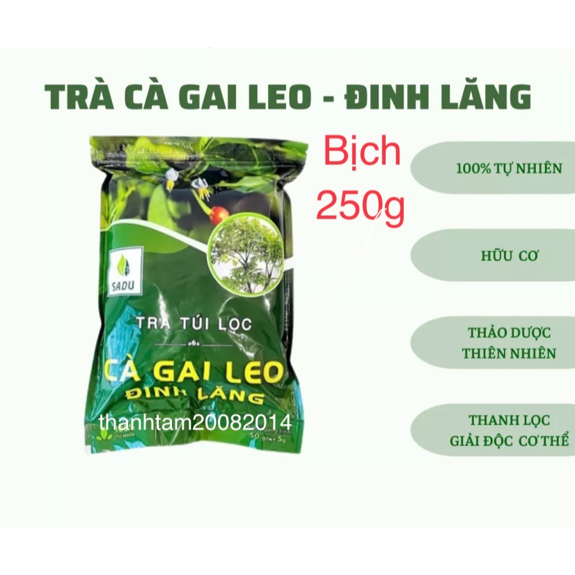 Trà túi lọc cà gai leo đinh lang Sadu hỗ trợ thanh lọc cơ thể, giúp ngủ ngon sản phẩm tự nhiên bịch 250g