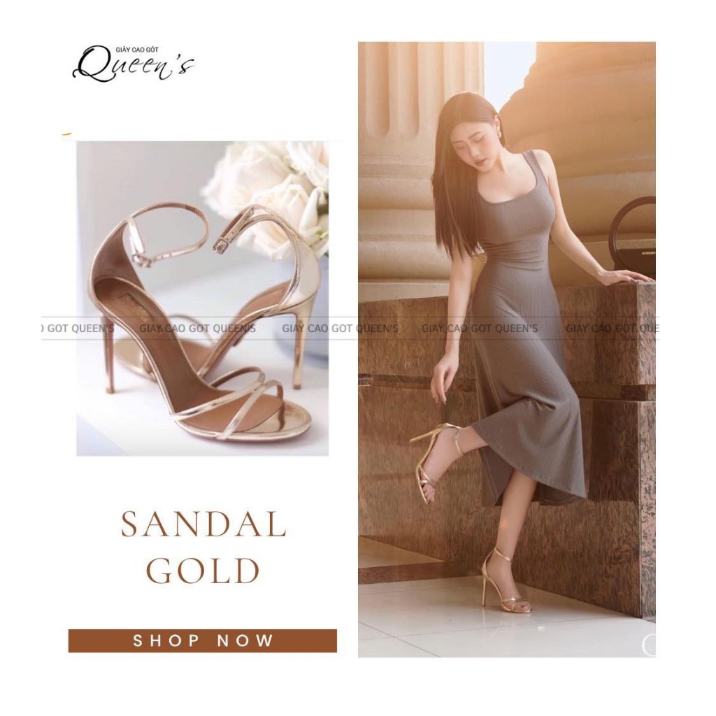 GIÀY SANDAL MÀU GOLD CAO CẤP, CAO 8-10-11CM