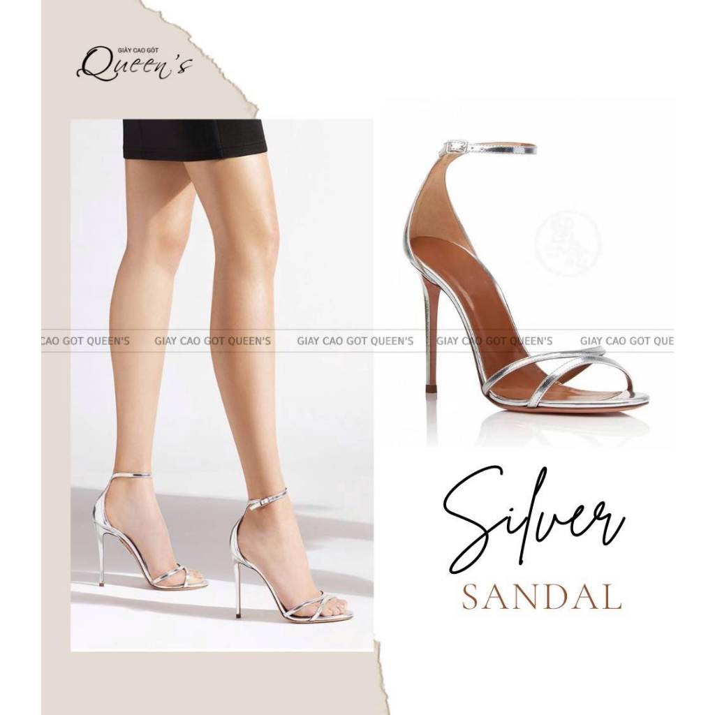 GIÀY SANDAL MÀU BẠC CAO CÂP, CAO 8-10-11CM