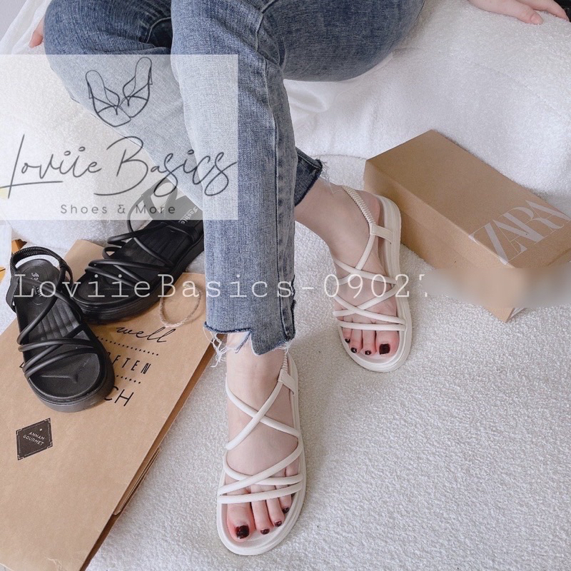Sandal nữ quai hậu đan dây đế cao su 5cm