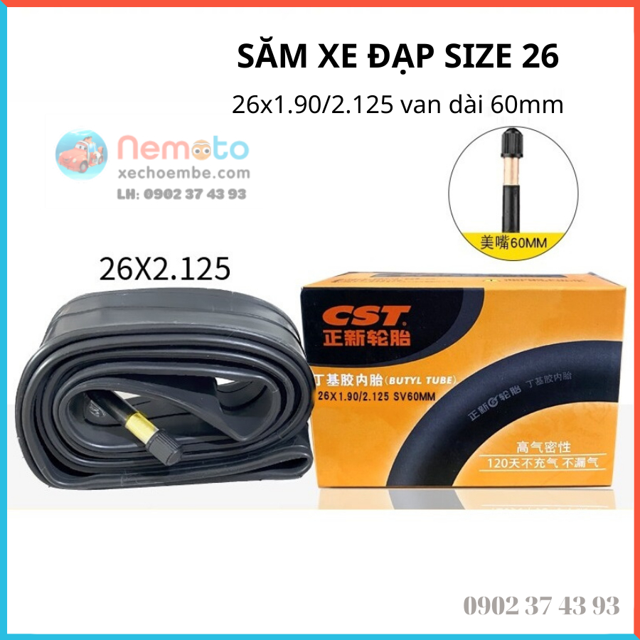 Săm/Ruột Xe Đạp CST 26x1.90/2.125 Van Dài 60mm
