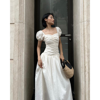 SAP-Đầm tay phồng linen xếp ly