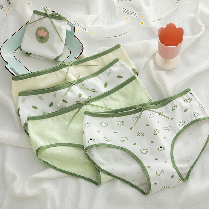 Quần Lót Nữ Cotton Màu Matcha Thoáng Khí Co Dãn 4 Chiều