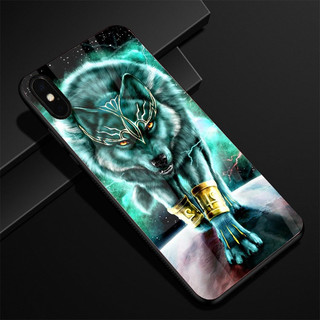 Ốp Điện Thoại Mặt Kính In Hình Sói Xanh ốp iphone 14 13 12 11 Pro Max X XS XR 6 6s plus 7 8 plus lưng kính k610