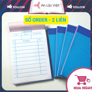 Phiếu order, sổ order 2 liên 100 tờ - khổ 7x10cm - in màu xanh - sổ ghi món ăn, thức uống cho các quán ăn, nhà hàng