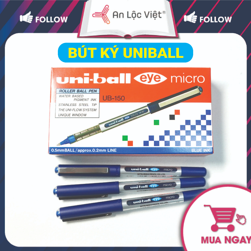 Bút Uniball UB 150 0.5mm - Bút phổ biến trong văn phòng, học sinh sinh viên, mực đều viết chữ đẹp