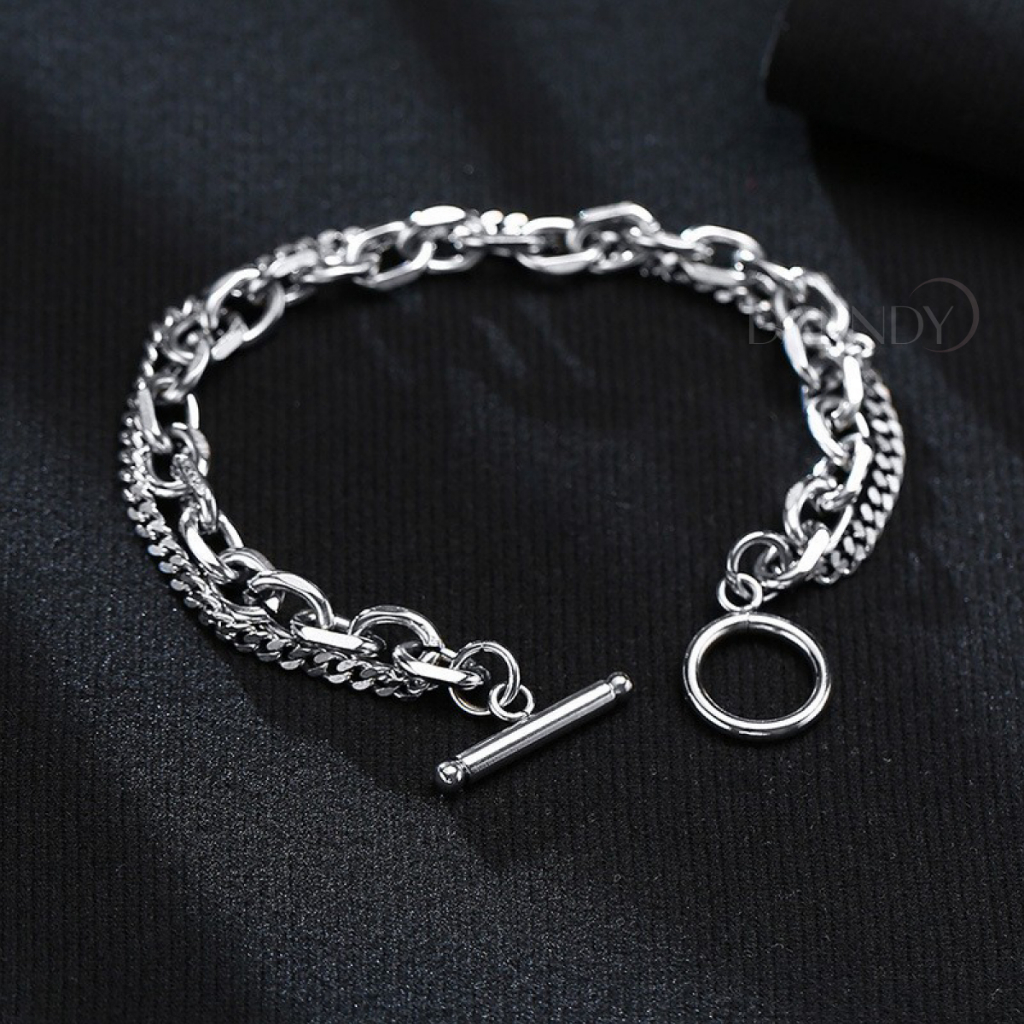 Vòng Tay Lắc Tay Unisex 2 Lớp Thời Trang. Lắc Tay Nam Thép Titan Không Gỉ. Vòng Tay Nam | Dandy
