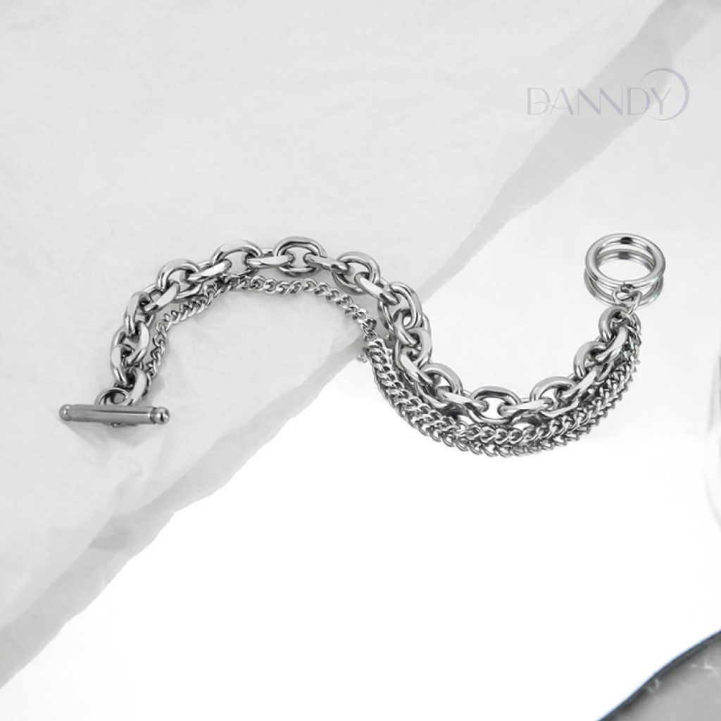 Vòng Tay Lắc Tay Unisex 2 Lớp Thời Trang. Lắc Tay Nam Thép Titan Không Gỉ. Vòng Tay Nam | Dandy