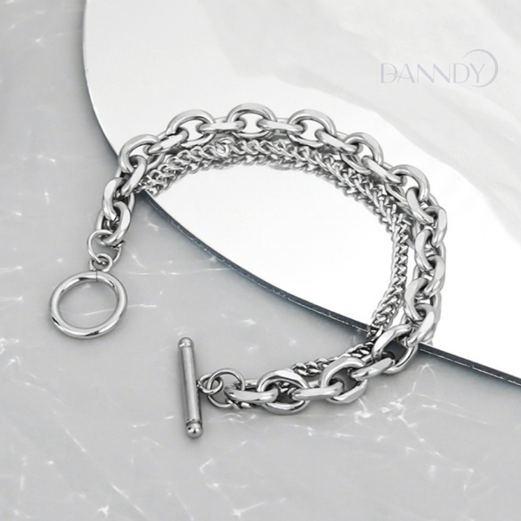 Vòng Tay Lắc Tay Unisex 2 Lớp Thời Trang. Lắc Tay Nam Thép Titan Không Gỉ. Vòng Tay Nam | Dandy