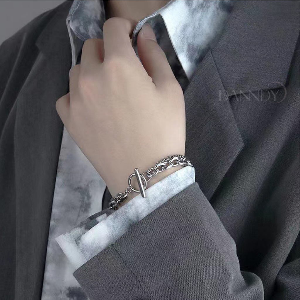 Vòng Tay Lắc Tay Unisex 2 Lớp Thời Trang. Lắc Tay Nam Thép Titan Không Gỉ. Vòng Tay Nam | Dandy