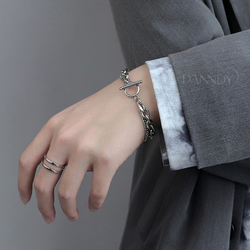 Vòng Tay Lắc Tay Unisex 2 Lớp Thời Trang. Lắc Tay Nam Thép Titan Không Gỉ. Vòng Tay Nam | Dandy