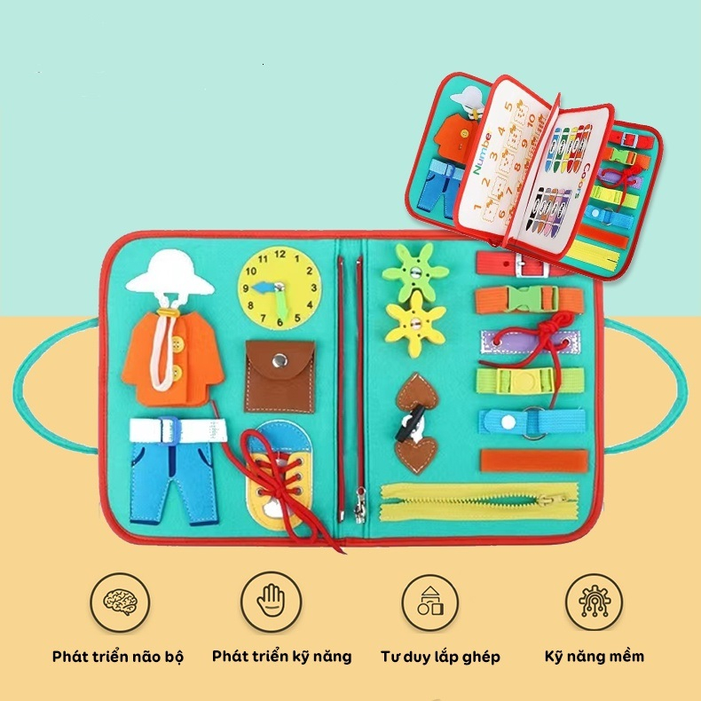 Bảng Đồ Chơi Thực Hành Kỹ Năng Sống Cơ Bản Montessori Giúp Bé Phát Triển Trí Tuệ Và Vận Động Toàn Diện