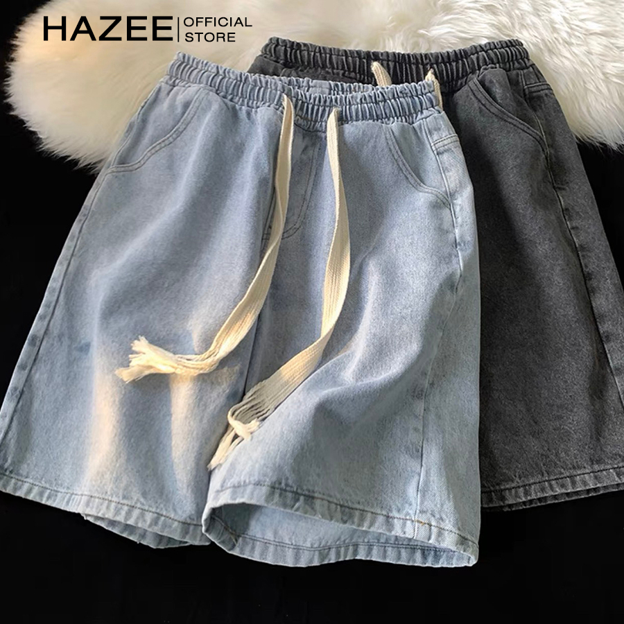 Quần short nam HAZEE vải jeans co giãn lưng chun ống rộng bigsize 2023