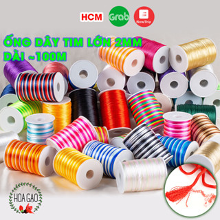 Dây tim lớn 2mm nguyên cuộn, ống dây vải thắt vòng tay GTLC cuộn 100m, chọn màu trực tiếp