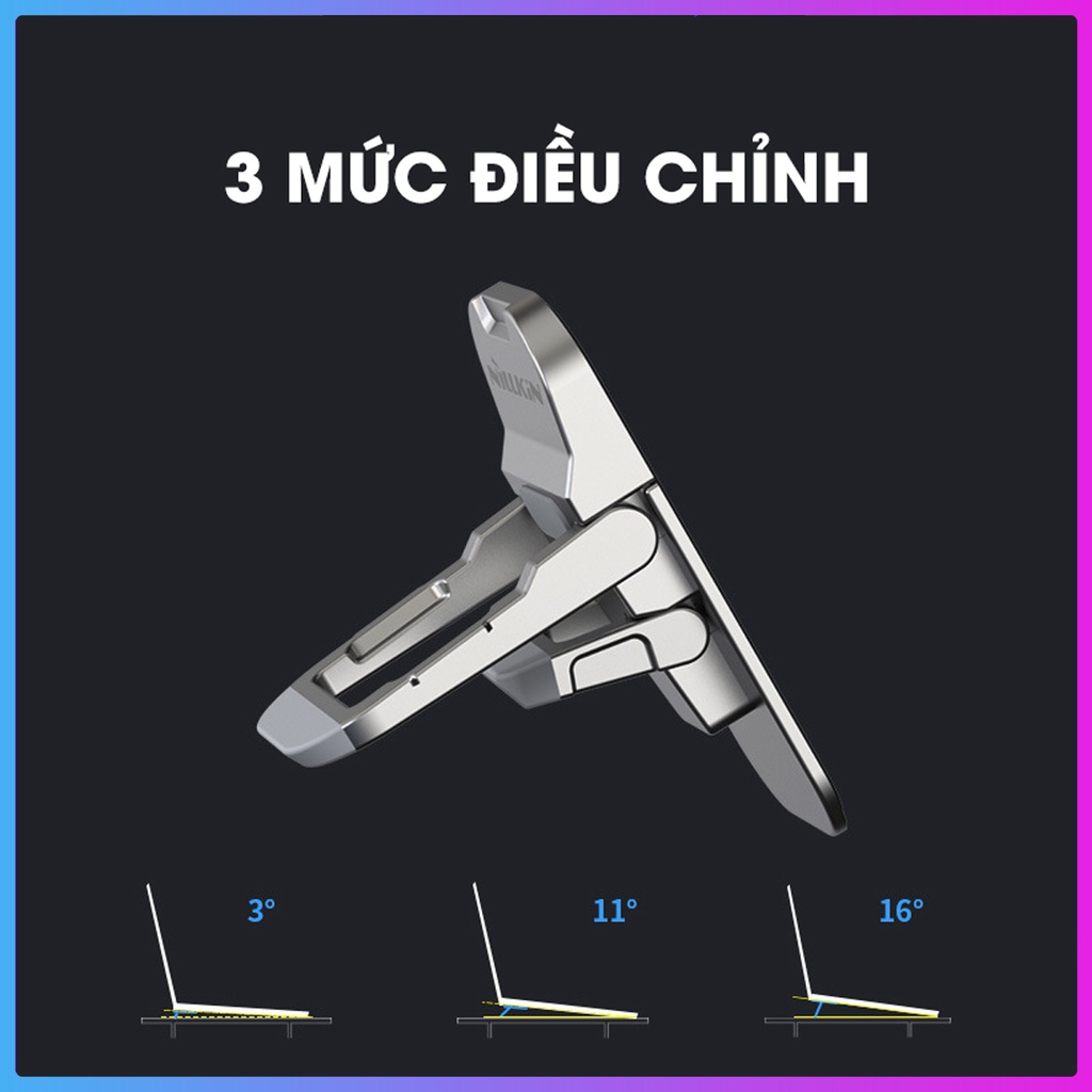 Giá đỡ laptop Nillkin đế tản nhiệt cho Laptop, kê laptop Macbook siêu mỏng dạng kickflt