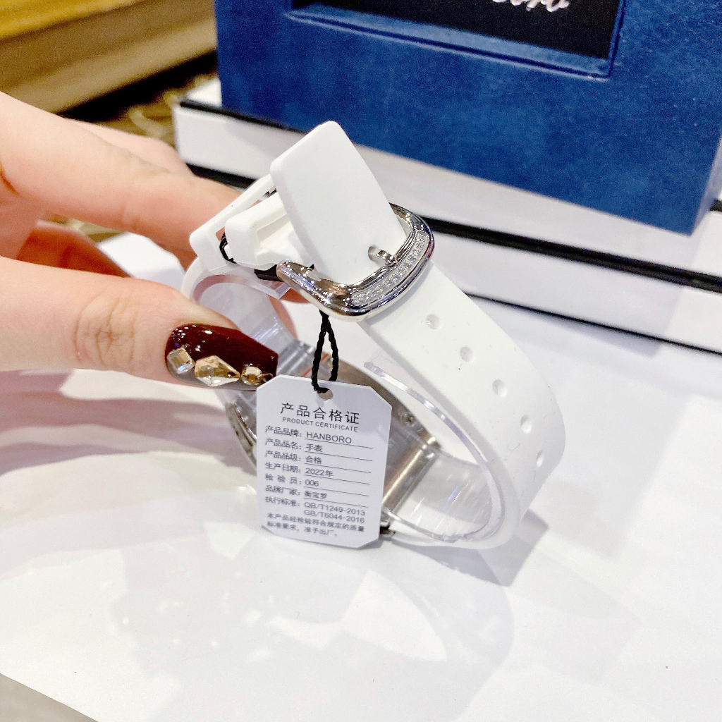 Đồng hồ nữ Hanboro HBR987, Dây cao su, Authentic, fullbox, Luxury diamond watch