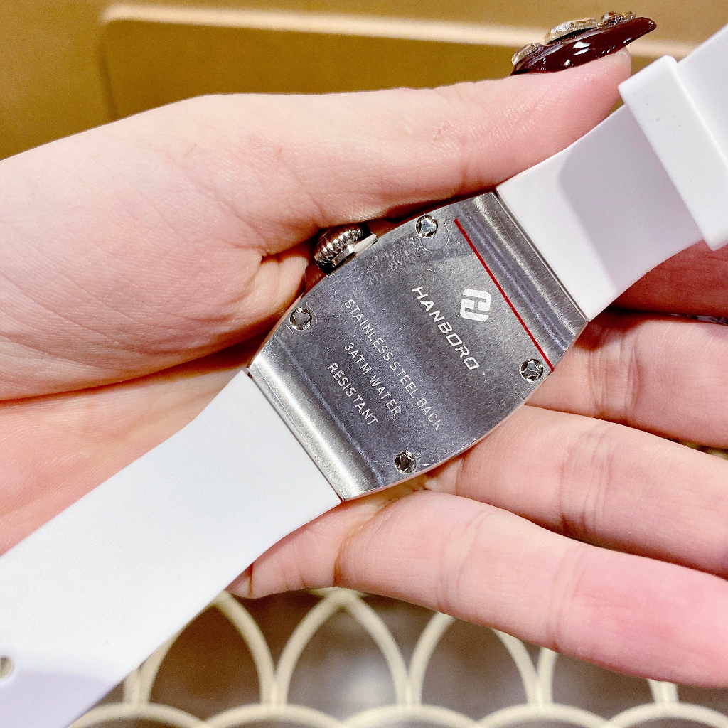 Đồng hồ nữ Hanboro HBR987, Dây cao su, Authentic, fullbox, Luxury diamond watch