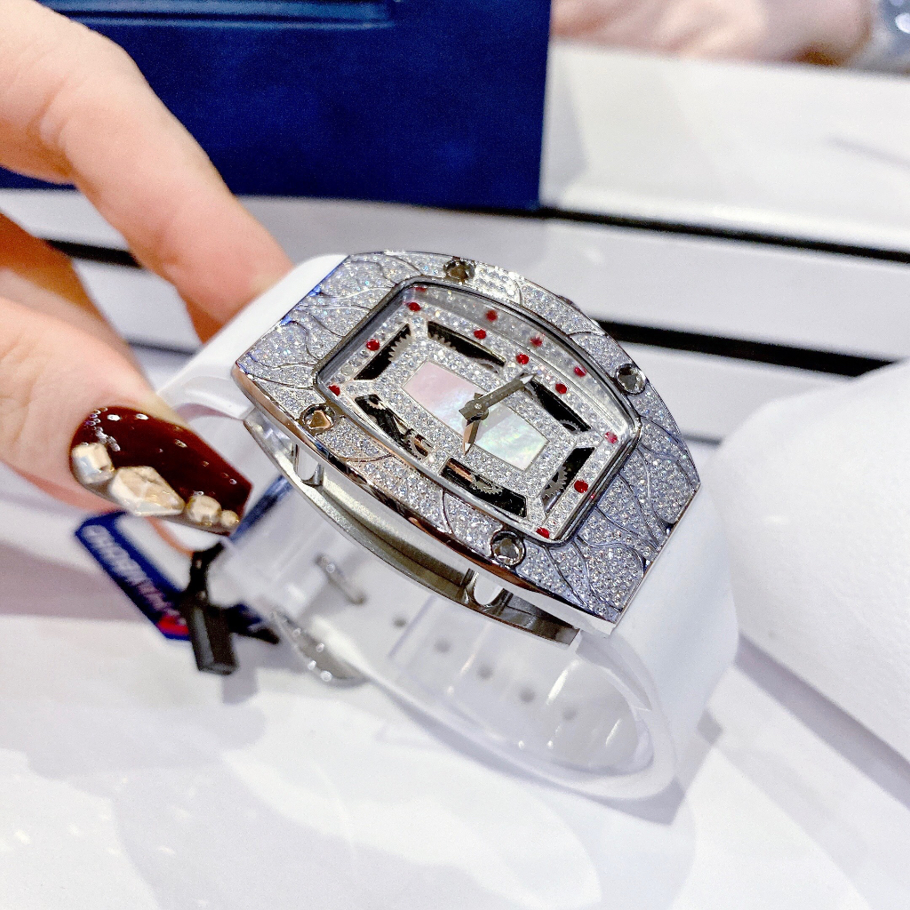 Đồng hồ nữ Hanboro HBR987, Dây cao su, Authentic, fullbox, Luxury diamond watch