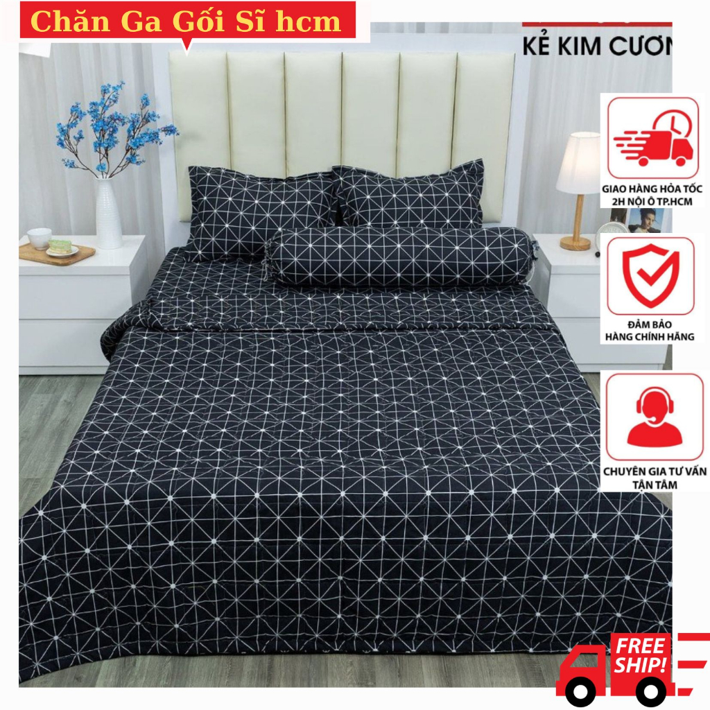 Bộ Ga Gối 1M8 gồm 1 ga vải đã bo chun và 2 vỏ gối nằm vải Cottonpolly, Ga Giường 1M8 Nhiều MẪU KẺ BÀ