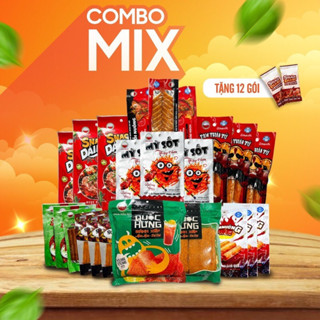 COMBO MIX 8 Loại 23 Gói Snack Cay Cay TẶNG 20 Gói Thạch Dừa, đồ ăn vặt Bà Tuyết Dưa Hấu Đỏ