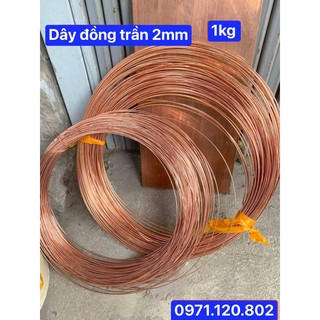 Dây đồng trần tròn đặc ,nguyên chất phi 2mm