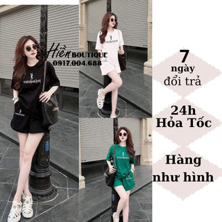 Set Bộ Nữ Mặc Nhà Bigsize, Bộ Thun Thể Thao Áo Unisex Cổ Tròn Tay Lỡ Phối Quần Đùi Màu Sắc Trẻ Trung Năng Động