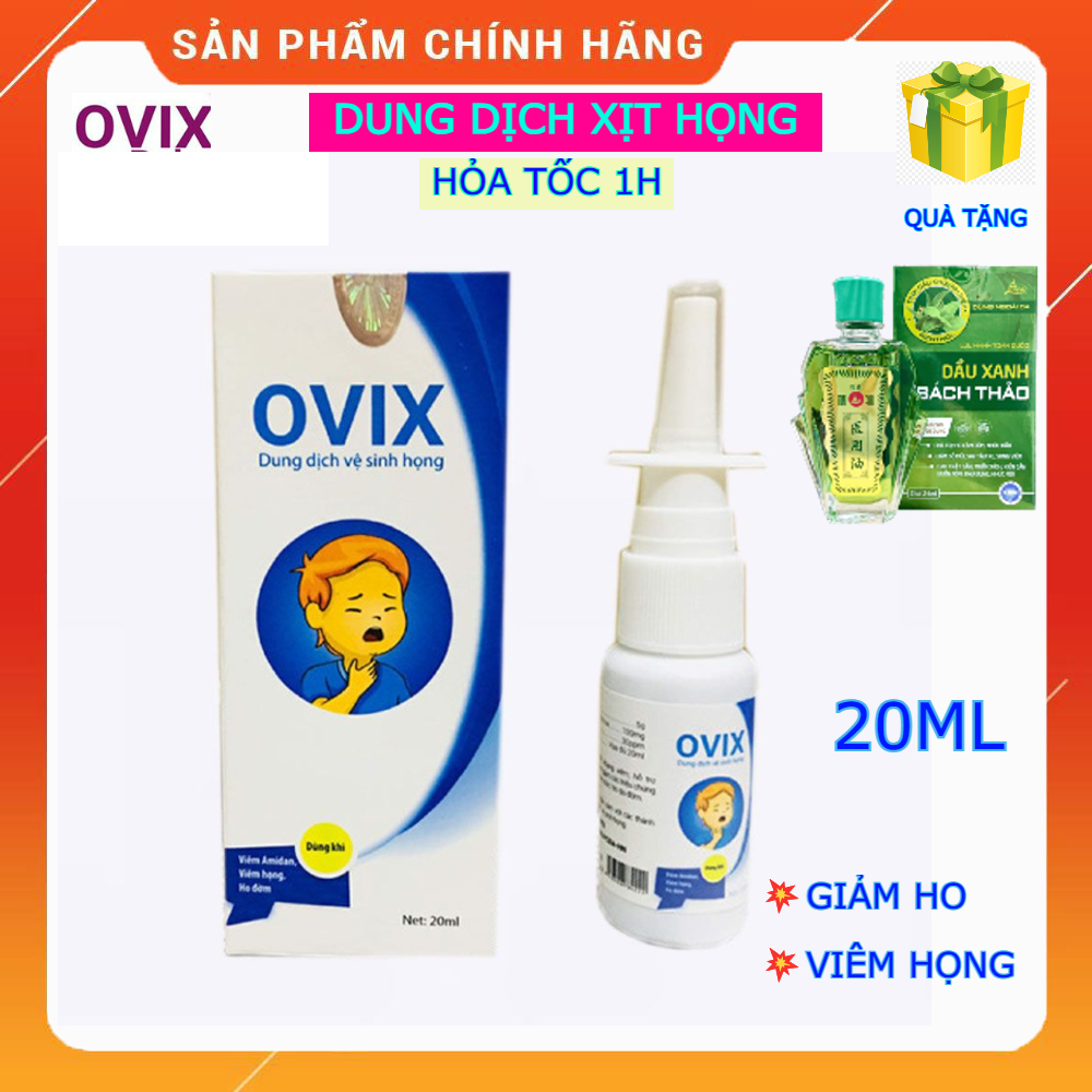 Dung dịch xịt họng OVIX vệ sinh họng cho bé, giảm ho, amidan, chai 20ml - Chính hãng